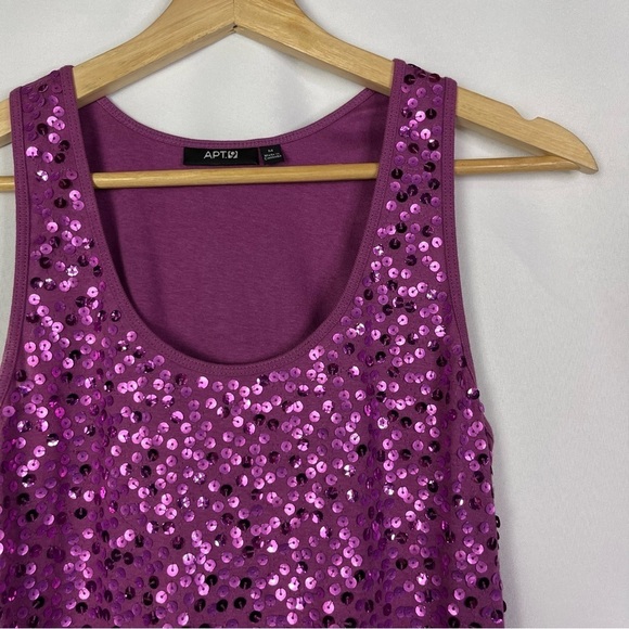 Apt. 9 Purple Sequin Scoop Neck Tank Top M - Picture 3 of 3